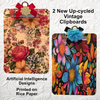 Clipboard Vintage Upcycled Handcrafted BOLD AND VIBRANT Black Blue Yellow Pink Floral Print Design Gift Idea Unique {{ JAMsCraftCloset }}