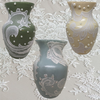Glass VASES MOSS GREEN DAWN BLUE CASHEW TAN Decoupaged LACE and BLING Wedding Decor Shelf Sitter Lace Vase Shabby Chic Victorian BoHo Decor Gift Idea - JAMsCraftCloset