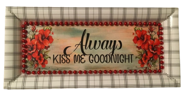 Dollar Tree Plastic Black and White TRAY Wall Art ALWAYS KISS ME GOODNIGHT Handmade Bedroom Decor Gift Idea Crafters Delight {{ JAMsCraftCloset }}