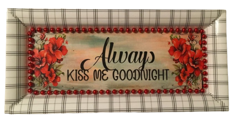 Dollar Tree Plastic Black and White TRAY Wall Art ALWAYS KISS ME GOODNIGHT Handmade Bedroom Decor Gift Idea Crafters Delight {{ JAMsCraftCloset }}