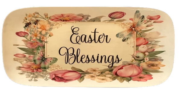 Dollar Tree Plastic TRAY Wall Art EASTER BLESSINGS Handmade Decor Gift Idea Crafters Delight {{ JAMsCraftCloset }}