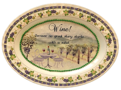 Hard Plastic OVAL TRAY Farmhouse Country WINE Wall Art Cottage Chic Kitchen Decor Bar Decor Victorian Decor Handmade Gift Idea &nbsp;- JAMsCraftCloset