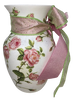 Glass WHITE Vase Decoupaged PINK ROSES and PINK and GREEN BOW AND FLOWER Wedding Decor Shelf Sitter Floral Vase Flower Vase Gift Idea Table Decor Centerpiece Home Decor Cottage Chic Farmhouse Decor Victorian Decor - JAMsCraftCloset