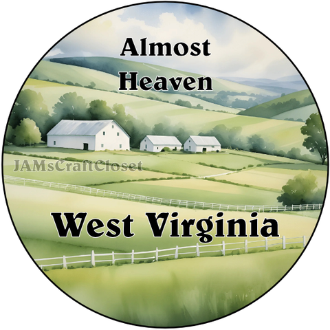 ROUND Digital Graphic Design ALMOST HEAVEN WEST VIRGINIA Sublimation PNG SVG Lake House Sign Farmhouse Country Home Cabin KITCHEN Wall Art Decor Wreath Design Gift Crafters Delight HAPPY CRAFTING {{ JAMsCraftCloset }}