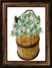 DIGITAL GRAPHIC DESIGN-Country-Floral-Vintage WOODEN BUCKET 2 Blue White Flowers-Sublimation-Download-Digital Print-Clipart-PNG-SVG-JPEG-Crafters Delight-Digital Art - JAMsCraftCloset