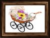 DIGITAL GRAPHIC DESIGN-Country-Vintage BABY PRAM CARRIAGE Purple Yellow Floral-Sublimation-Download-Digital Print-Clipart-PNG-SVG-JPEG-Crafters Delight-Baby Gift-Digital Art - JAMsCraftCloset