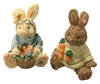 Vintage Easter Bunny With Carrot Sweater and Bunny With Glasses on Head Shelf Sitter Very Detailed Discontinued Collectible SET OF 2 - JAMsCraftCloset