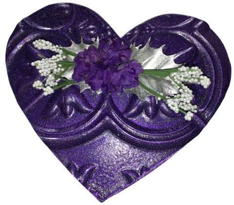 PURPLE HEART Faux Ceiling Tile Handmade and Hand Painted Wall Art Ornament Shelf Sitter Collectible WINTER Decor Valentine's Gift Idea Home Decor Unique {{ JAMsCraftCloset }}