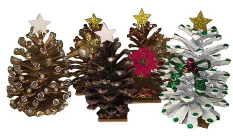 CHRISTMAS TREE Large Pine Cone With Bling Handmade Sparkly Christmas Holiday Winter Decoration Home Decor Shelf Sitter Gift Idea Unique - JAMsCraftCloset