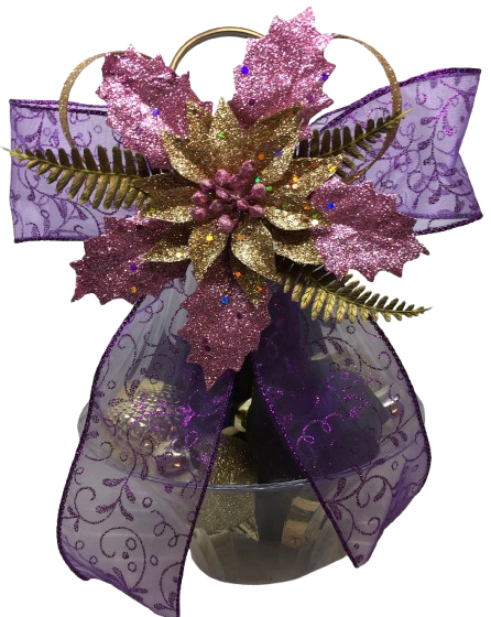 Dollar Tree Bowl Large Handmade Purple Ornament With Bulbs Fireplace Mantel or Hearth, Shelf Sitter, Counter, Table Centerpiece Decor Unique Christmas Holiday Decoration Gift Idea {{ JAMsCraftCloset }}