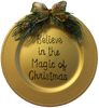 Dollar Tree Plastic Gold CHARGER PLATE Christmas Holiday Wall Art BELIEVE IN THE MAGIC OF CHRISTMAS Handmade Gift Idea Crafters Delight - JAMsCraftCloset