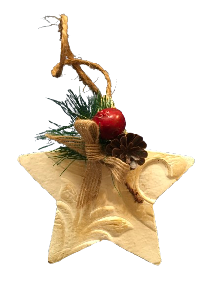 STAR PINE, PINECONE, BERRY, BOW Faux Ceiling Tile Handmade and Hand Painted Wall Art Christmas Ornament Shelf Sitter Collectible WINTER Decor Gift Idea Home Decor Unique SET OF 2 - JAMsCraftCloset