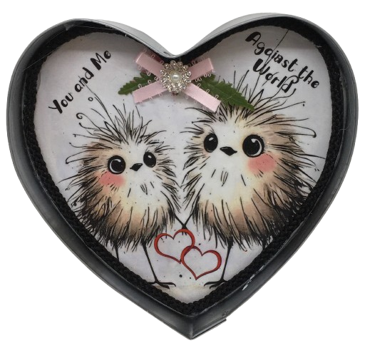 Valentine Heart-Shaped Tin Wall Art Handmade Hand Painted Love Saying - YOU AND ME AGAINST THE WORLD Holiday Decoration Gift Idea Crafters Delight {{ JAMsCraftCloset }}