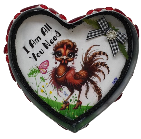 Valentine Heart-Shaped Tin Wall Art Handmade Hand Painted Love Saying - I AM ALL YOU NEED Holiday Decoration Gift Idea Crafters Delight {{ JAMsCraftCloset }}