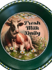 Pie Pan Forrest Green FRESH MILK DAILY Farmhouse Country Cow Wall Art Handmade Hand Painted Repurposed Upcycled Gift Idea Crafters Delight {{ JAMsCraftCloset }}