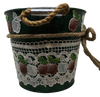 Galvanized Metal Round Bucket-Pail Decoupaged Lace APPLE Design Rope Handles and Bow Farmhouse Country KITCHEN Wall Art or Shelf Sitter Handmade Storage Gift Idea &nbsp;- JAMsCraftCloset