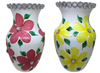 Glass WHITE Vase Decoupaged YELLOW SILK FLOWERS HAND PAINTED LEAVES and BLING Wedding Decor Shelf Sitter Floral Vase Flower Vase Gift Idea Table Decor Centerpiece Home Decor Cottage Chic Farmhouse Decor Victorian Decor - JAMsCraftCloset