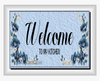 RECTANGLE SHAPED Digital Graphic Design BLUE and GOLD Floral - WELCOME TO MY KITCHEN - PNG SVG Lake House Sign Farmhouse Country Home Cabin KITCHEN Wall Art Decor Chef Gift Crafters Delight - JAMsCraftCloset