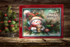 TRAY RED METAL Rectangle Decoupaged Hand Painted Upcycled Repurposed Wall Art HAPPY HOLIDAYS - Snowman Christmas Decoration Home Decor Shelf Sitter Gift - JAMsCraftCloset