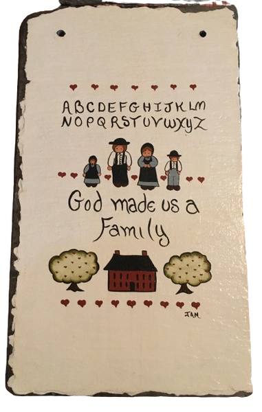 Antique Roof Slate Hand Painted GOD MADE US A FAMILY Unique Wall Art Amish/Pilgrims Gift Country Farmhouse Home Decor - JAMsCraftCloset
