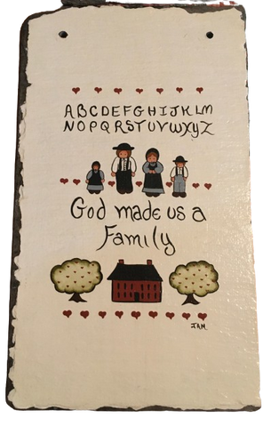 Antique Roof Slate Hand Painted GOD MADE US A FAMILY Unique Wall Art Amish/Pilgrims Gift Country Farmhouse Home Decor - JAMsCraftCloset