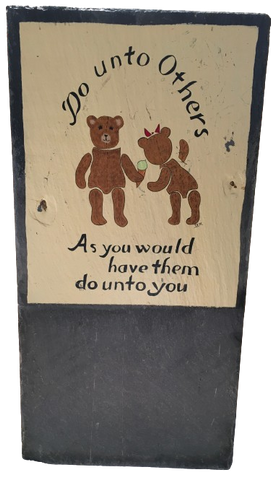 Antique Roof Slate and Chalkboard Vintage Hand Painted DO UNTO OTHERS Unique Country Farmhouse Bears Home Decor Wall Art Welcome Sign Family Gift - JAMsCraftCloset