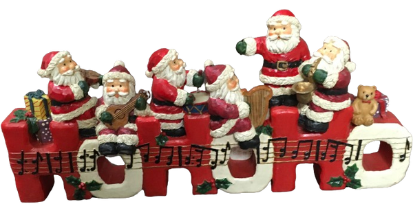 Shelf Sitters SANTAS SITTING ON HO HO HO PLAYING INSTRUMENTS Ceramic Vintage Holiday Decoration Christmas Decor Gift Idea Discontinued - JAMsCraftCloset