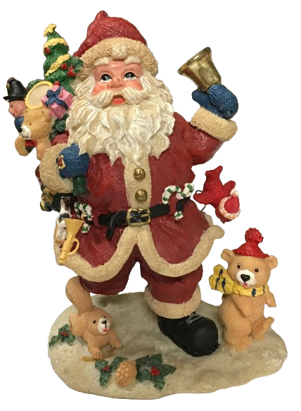 Shelf Sitters SANTA RINGING BELL Resin Vintage Holiday Decoration Christmas Decor Gift Idea Discontinued - JAMsCraftCloset