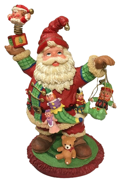Shelf Sitters SANTA DANCING WITH TOYS Resin Vintage Holiday Decoration Christmas Decor Gift Idea Discontinued - JAMsCraftCloset