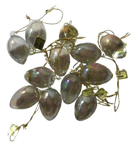 Vintage Set of 12 Solid Glass Pearlescent Easter Egg Ornaments Tree Decorations Easter Egg Tree Collectible Rare Discontinued Gift Idea MADE IN CHINA - JAMsCraftCloset