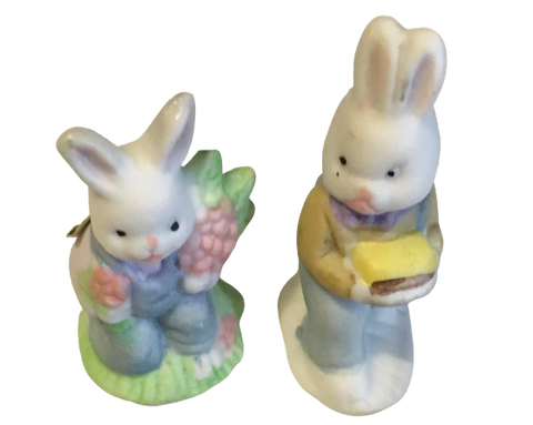 Vintage Easter Bunny Bisque-Resin Shelf Sitter PAIR - Holiday Decorations - 2 Total - Decorations Easter Collectible Rare Discontinued Gift Idea - JAMsCraftCloset