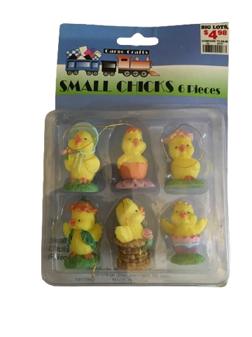 Vintage Bisque-Resin Small Chicks Easter Ornaments - Holiday Decorations - 6 Total - Tree Decorations Easter Egg Tree Collectible Rare Discontinued Gift Idea - JAMsCraftCloset