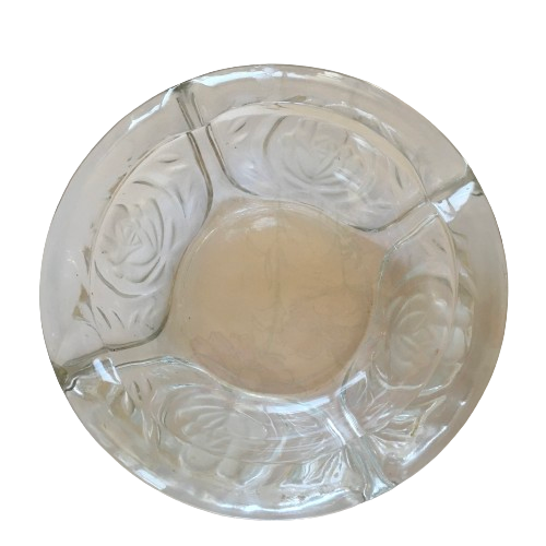 Vintage Round Clear Cut Glass Rose Frosted Floral Design Ashtray - Hard to Fine - Rare -&nbsp; Collectible - Discontinued - Gift Idea Home Decor - JAMsCraftCloset