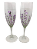 Stemware Champagne Glasses Floral Hand Painted &nbsp;Set of 2 &nbsp;Purple and White Barware Drinkware Kitchen Decor Bar Decor Gift&nbsp; Home Decor One of a Kind Wedding Gift - JAMsCraftCloset