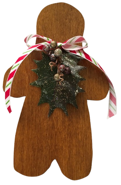 Christmas Gingerbread Boy Wooden Hand Painted Handmade Christmas Holiday Winter Decoration Home Decor Basket Filler or Wall Art Gift Idea - JAMsCraftCloset