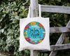 ROUND Digital Graphic Design - WALK BY FAITH VIBRANT FLORAL BLUE BACKGROUND - Wedding Gift HOME DECOR Sublimation Decoupage PNG SVG PDF JPEG Country Farmhouse Wall Art Shelf Sitter Gift Crafters Delight - JAMsCraftCloset