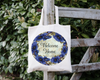 ROUND Digital Graphic Design BLUE POPPIES - WELCOME HOME Wedding Gift First Home Sublimation PNG SVG Country Farmhouse Home Decor Sign Wall Art Gift Crafters Delight - JAMsCraftCloset