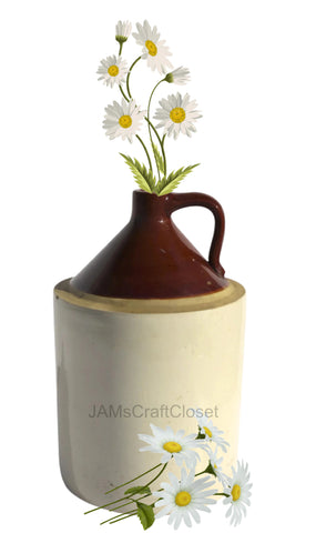 DIGITAL GRAPHIC DESIGN-Country-Vintage JUG White Daisies-Sublimation-Download-Digital Print-Clipart-PNG-SVG-JPEG-Crafters Delight-Kitchen Decor-Gift-Digital Art