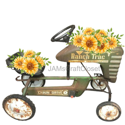DIGITAL GRAPHIC DESIGN-Country-Floral-Vintage Tractor Sunflowers-Sublimation-Download-Digital Print-Clipart-PNG-SVG-JPEG-Crafters Delight-Digital Art- JAMsCraftCloset