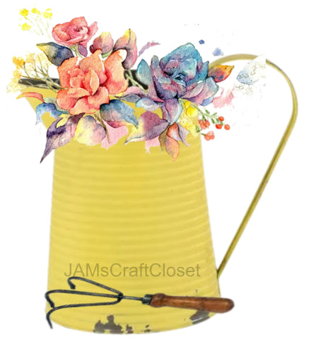 DIGITAL GRAPHIC DESIGN-Country-Vintage WATERING CAN YELLOW-Sublimation-Download-Digital Print-Clipart-PNG-SVG-JPEG-Crafters Delight-Kitchen Decor-Gift-Digital Art- JAMsCraftCloset