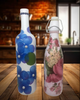 GLASS BOTTLE WHITE With Wire Cork Decoupaged PINK AND RED ROSES AND PINK PEARLS Shelf Sitter Home Decor Country Farmhouse Decor Wedding Decor Gift Idea - JAMsCraftCloset