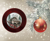 Ruby Red CHARGER PLATE Christmas Holiday Wall Art OLD TRUCK MERRY CHRISTMAS Country Farmhouse Home Holiday Decor Handmade Decoupaged Gift Idea Crafters Delight - JAMsCraftCloset