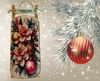 Sleigh Christmas FLORAL AND BULBS - CHRISTMAS SPIRIT Hand Painted Decoupaged Wooden Wall Art Home Holiday Decor - JAMsCraftCloset