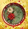 TRAY RED RED GREEN PLASTIC ROUND Decoupaged Hand Painted Upcycled Repurposed POINSETTIAS - TIDINGS OF JOY Home Decor Christmas Wall Art Shelf Sitter Gift - JAMsCraftCloset