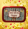 Metal Tray RED - BELLS WILL BE RINGING - HOLIDAY Wall Art Handmade Decoupaged Upcycled Metal Tray Gift - JAMsCraftCloset
