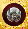 Ruby Red CHARGER PLATE Christmas Holiday Wall Art OLD TRUCK MERRY CHRISTMAS Country Farmhouse Home Holiday Decor Handmade Decoupaged Gift Idea Crafters Delight - JAMsCraftCloset