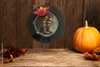 PLATE CHARGER BLACK PLASTIC ROUND DECOUPAGED Upcycled Repurposed Wall Art or Shelf Sitter WITCH'S LEGS - IF THE SHOE FITS Halloween Decor Home Decor Gift {{ JAMsCraftCloset }}