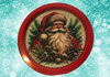 TRAY RED METAL ROUND Decoupaged Hand Painted Upcycled Repurposed Wall Art SANTA FACE - I STILL BELIEVE With Bling Home Decor Christmas Wall Art Gift - JAMsCraftCloset