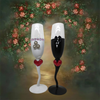 Stemware Glasses BRIDE and GROOM Champagne Toasting Glasses WEDDING Hand Painted Black and White With Bling and Heart Barware Bar Decor Drinkware Kitchen Decor Country Decor Gift One of a Kind - JAMsCraftCloset