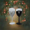 Stemware Glasses BRIDE and GROOM WINE Toasting Glasses WEDDING Hand Painted Black and White With Bling, Rose. Plaid Tie - JAMsCraftCloset